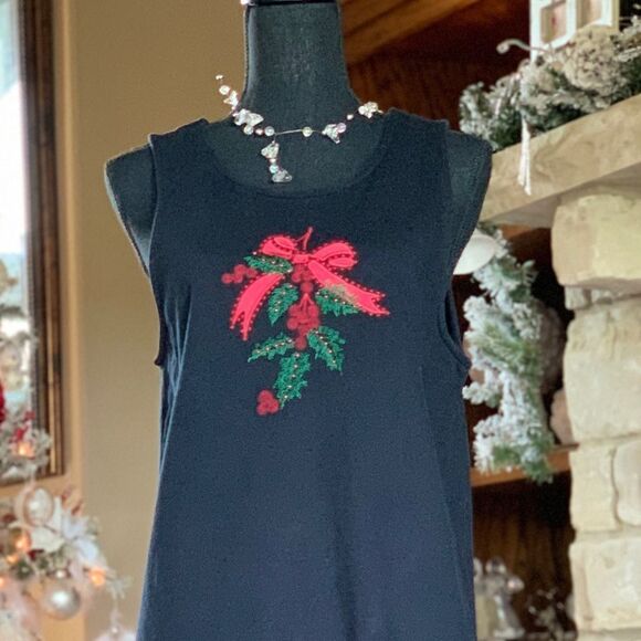 Westbound Vintage Christmas Sweater Dress Embroidery Mistletoe - Picture 3 of 12